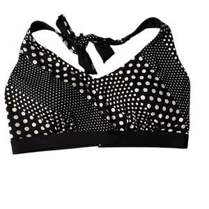 Lands' End Black and White Swim Bra with Polka Dot Design